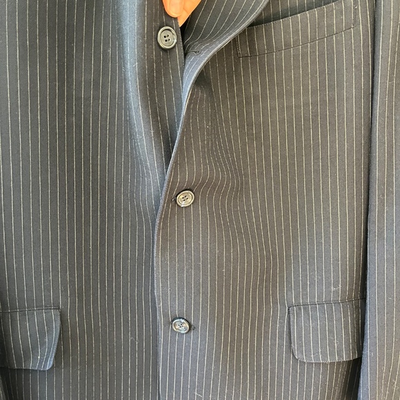 Brooks Brothers 346 Blue Striped 46R Suit Blazer Lined Pockets 3 Buttons - Picture 8 of 13